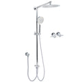 Chrome 10" Round Rain Handheld Twin Shower Head Arm Sliding Rail Arm Double Taps V1233-HR002M4CSC842KSR110CPF0282A
