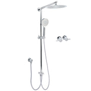 Chrome 10" Round Rain Handheld Twin Shower Head Arm Sliding Rail Arm Double Taps V1233-HR002M4CSC842KSR110CPF0282A