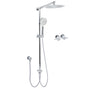 Chrome 10" Round Rain Handheld Twin Shower Head Arm Sliding Rail Arm Double Taps V1233-HR002M4CSC842KSR110CPF0282A