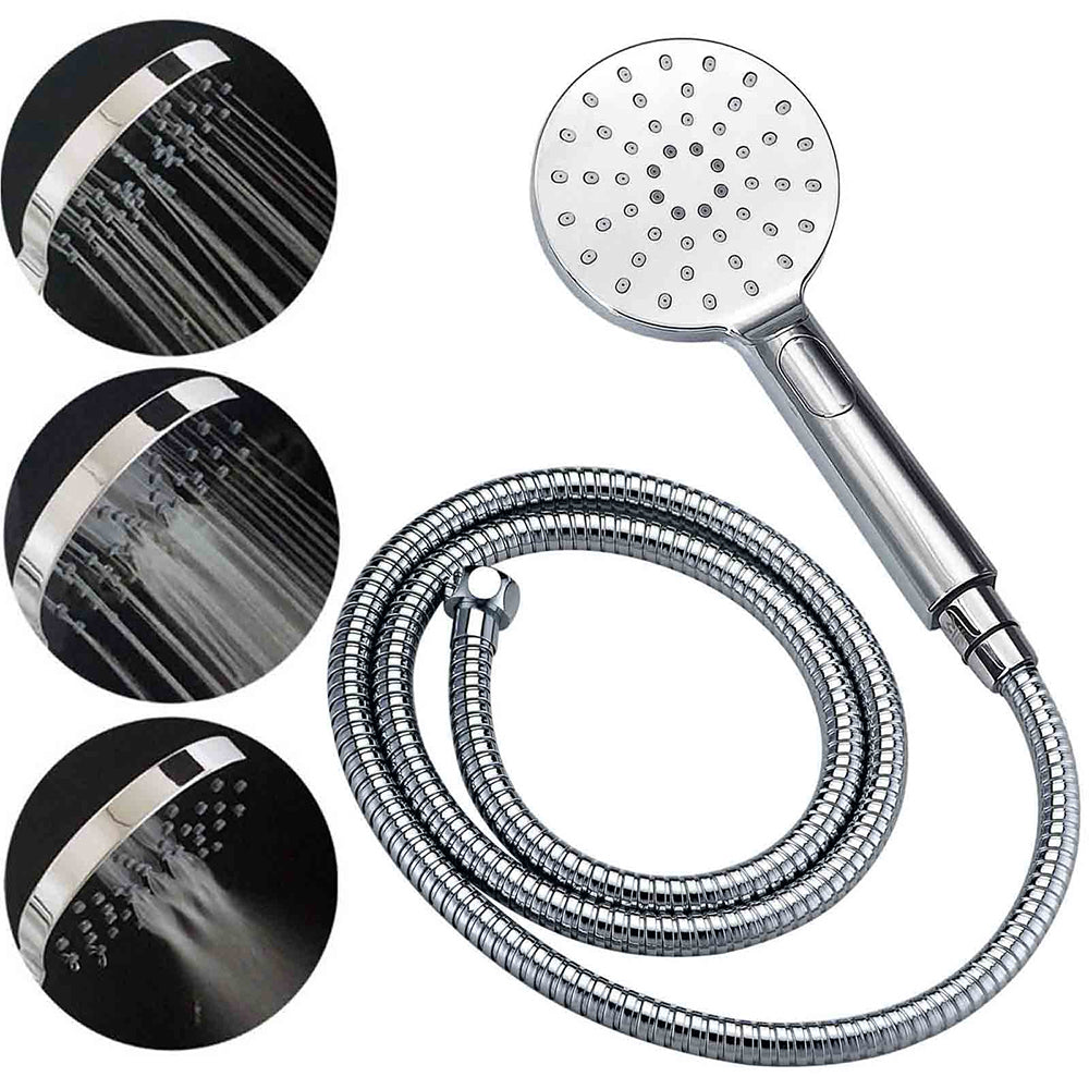 WELS Chrome Round Large 12" Rain Shower Head 3 Modes Handheld Wall Arm Rail 2in1 Set V1233-HR002M4CSC842KSR112