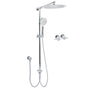 WELS Round Large 12" Rain 2in1 Shower Head 3 Modes Handheld Wall Rail Brass Twin Taps V1233-HR002M4CSC842KSR112CPF0282A
