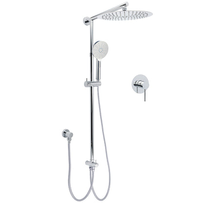 WELS Round 12" Rain Dual Shower Head 3 Modes Handheld Wall Rail Chrome Mixer Valve Set V1233-HR002M4CSC842KSR112KRD201CR