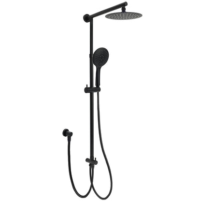 WELS Matt Black Twin Shower 8" Round Head Set Sliding Rail 3 Mode Handheld Rose V1233-HR003M4CBSC842BKSR108B