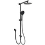 WELS Matt Black Twin Shower 8" Round Head Set Sliding Rail 3 Mode Handheld Rose V1233-HR003M4CBSC842BKSR108B