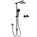 WELS Matt Black Twin Shower 8" Round Head Set Sliding Rail 3 Mode Handheld + Taps V1233-HR003M4CBSC842BKSR108BCF0282ABK
