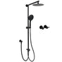 WELS Matt Black Twin Shower 8" Round Head Set Sliding Rail 3 Mode Handheld + Taps V1233-HR003M4CBSC842BKSR108BCF0282ABK