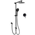 WELS Matt Black Twin Shower 8" Round Head Set Sliding Rail 3 Mode Handheld Rose + Mixer V1233-HR003M4CBSC842BKSR108BKRD201B