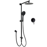 WELS Matt Black Twin Shower 8" Round Head Set Sliding Rail 3 Mode Handheld Rose + Mixer V1233-HR003M4CBSC842BKSR108BKRD201B