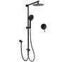 WELS Matt Black Twin Shower 8" Round Head Set Sliding Rail 3 Mode Handheld Rose + Mixer V1233-HR003M4CBSC842BKSR108BKRD201B