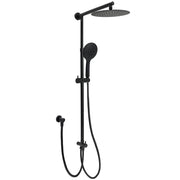 WELS Dual Black Round Shower Set 10" Rain Head 3 Mode Handheld Sliding Rail Diverter V1233-HR003M4CBSC842BKSR110B