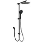 WELS Dual Black Round Shower Set 10" Rain Head 3 Mode Handheld Sliding Rail Diverter V1233-HR003M4CBSC842BKSR110B