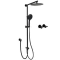 Dual Black Round Shower Set 10" Rain Head 3 Mode Handheld Sliding Rail Arm Twin Taps V1233-HR003M4CBSC842BKSR110BCF0282ABK