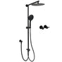 Dual Black Round Shower Set 10" Rain Head 3 Mode Handheld Sliding Rail Arm Twin Taps V1233-HR003M4CBSC842BKSR110BCF0282ABK