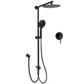 Dual Black Round Shower 10" Rain Head 3 Mode Handheld Sliding Rail Diverter Mixer Set V1233-HR003M4CBSC842BKSR110BKRD201B