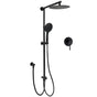 Dual Black Round Shower 10" Rain Head 3 Mode Handheld Sliding Rail Diverter Mixer Set V1233-HR003M4CBSC842BKSR110BKRD201B
