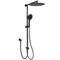 Matte Black Large 12" Twin Round Shower Head Set Handheld Diverter Rail Wall Arm V1233-HR003M4CBSC842BKSR112B
