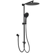 Matte Black Large 12" Twin Round Shower Head Set Handheld Diverter Rail Wall Arm V1233-HR003M4CBSC842BKSR112B