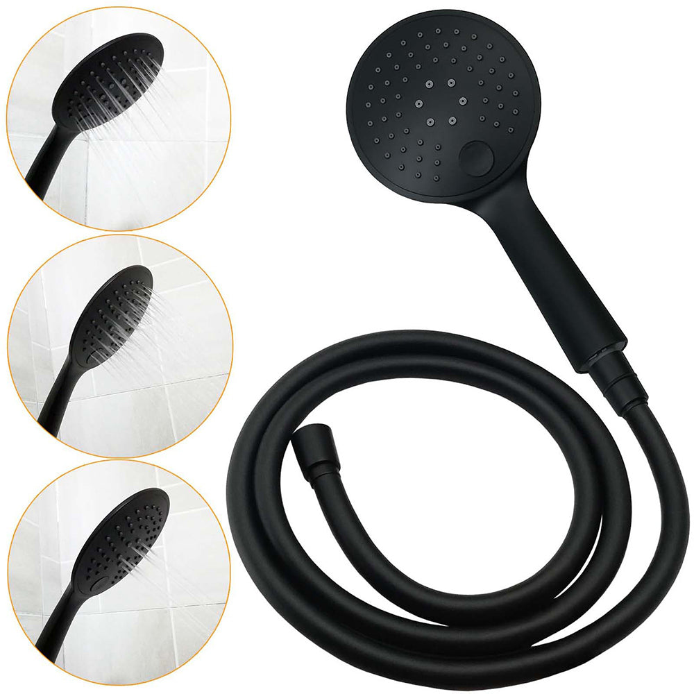 Matte Black Large 12" Twin Round Shower Head Set Handheld Diverter Rail Wall Arm V1233-HR003M4CBSC842BKSR112B