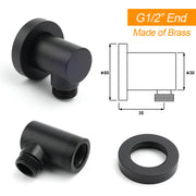 Matte Black Large 12" Twin Round Shower Head Set Handheld Diverter Rail Wall Arm V1233-HR003M4CBSC842BKSR112B