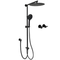 WELS Matte Black 12" 2in1 Round Shower Head Set Handheld Diverter Rail Wall Arm Twin Taps V1233-HR003M4CBSC842BKSR112BCPF0282ABK