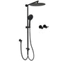 WELS Matte Black 12" 2in1 Round Shower Head Set Handheld Diverter Rail Wall Arm Twin Taps V1233-HR003M4CBSC842BKSR112BCPF0282ABK