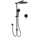WELS Matte Black 12" Twin Round Shower Head Set Handheld Diverter Rail Wall Arm Mixer V1233-HR003M4CBSC842BKSR112BKRD201B