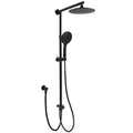 WELS Matt Black 9" Round Rain Shower Head Handheld Adjustable Rail Arm Elbow 2in1 Set V1233-HR003M4CBSC842BSR0901B