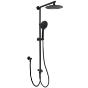 WELS Matt Black 9" Round Rain Shower Head Handheld Adjustable Rail Arm Elbow 2in1 Set V1233-HR003M4CBSC842BSR0901B