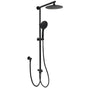 WELS Matt Black 9" Round Rain Shower Head Handheld Adjustable Rail Arm Elbow 2in1 Set V1233-HR003M4CBSC842BSR0901B