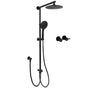Matt Black 9" Round Rain Shower Head Handheld Adjustable Rail Arm Elbow Twin Set Hot Cold Taps V1233-HR003M4CBSC842BSR0901BCPF0282ABK
