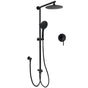Matt Black 9" Round Rain Shower Head Handheld Adjustable Rail Arm Elbow Twin Set + Single Mixer V1233-HR003M4CBSC842BSR0901BKRD201B