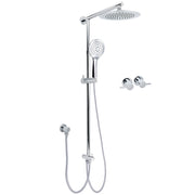 WELS Chrome Round 9" Rainfall Dual Shower Head & Handheld Sliding Rail Wall Arm Twin Taps V1233-HR003M4CSC842SR0901CPF0282A