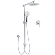 WELS Chrome Round 9" Rainfall Dual Shower Head & Handheld Sliding Rail Wall Arm + Single Mixer V1233-HR003M4CSC842SR0901KRD201CR