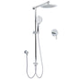 WELS Chrome Round 9" Rainfall Dual Shower Head & Handheld Sliding Rail Wall Arm + Single Mixer V1233-HR003M4CSC842SR0901KRD201CR