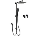 Matt Black 2in1 Set 8" Square Thin Shower Head Handheld Adjustable Silding Rail Twin Taps V1233-HS002M4CBSC842BKSS108BCPF0272BK