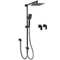 Matt Black 2in1 Set 8" Square Thin Shower Head Handheld Adjustable Silding Rail Twin Taps V1233-HS002M4CBSC842BKSS108BCPF0272BK