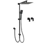 Matt Black 2in1 Set Square 10" Shower Rain Head Handheld Adjustable Silding Rail + Twin Taps V1233-HS002M4CBSC842BKSS110BCPF0272BK