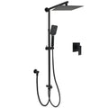 Matt Black 2in1 Set Square 10" Shower Rain Head Handheld Adjustable Silding Rail + Mixer V1233-HS002M4CBSC842BKSS110BKSQ201B