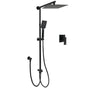 Matt Black 2in1 Set Square 10" Shower Rain Head Handheld Adjustable Silding Rail + Mixer V1233-HS002M4CBSC842BKSS110BKSQ201B