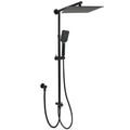 WELS Matt Black Dual Shower Large 12" Square Head Handheld Adjustable Silding Rail Set V1233-HS002M4CBSC842BKSS112B
