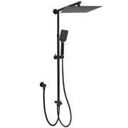 WELS Matt Black Dual Shower Large 12" Square Head Handheld Adjustable Silding Rail Set V1233-HS002M4CBSC842BKSS112B