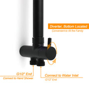 WELS Matt Black Dual Shower Large 12" Square Head Handheld Adjustable Silding Rail Set V1233-HS002M4CBSC842BKSS112B