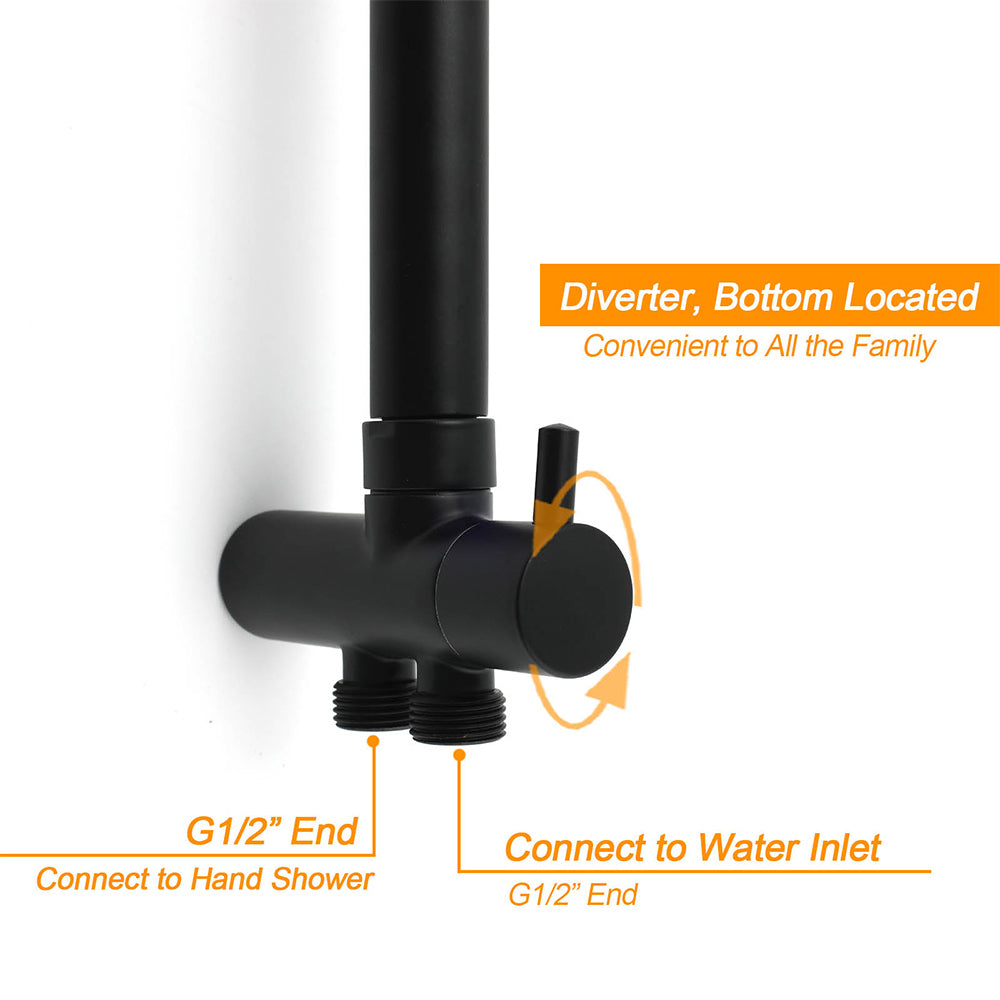 WELS Matt Black Dual Shower Large 12" Square Head Handheld Adjustable Silding Rail Set V1233-HS002M4CBSC842BKSS112B