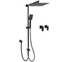 Matt Black Dual Shower Large 12" Square Head Handheld Adjustable Silde Rail Set Twin Taps V1233-HS002M4CBSC842BKSS112BCPF0272BK