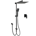Matt Black Dual Shower Large 12" Square Head Handheld Adjustable Silde Rail Set Mixer V1233-HS002M4CBSC842BKSS112BKSQ201B
