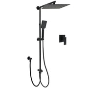 Matt Black Dual Shower Large 12" Square Head Handheld Adjustable Silde Rail Set Mixer V1233-HS002M4CBSC842BKSS112BKSQ201B