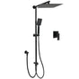 Matt Black Dual Shower Large 12" Square Head Handheld Adjustable Silde Rail Set Mixer V1233-HS002M4CBSC842BKSS112BKSQ201B