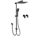 WELS Matt Black 2in1 Square 10" Rain Shower Head 3 Mode Handheld Adjustable Rail Twin Taps Set V1233-HS002M4CBSC842BSS1001BCPF0272BK