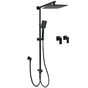 WELS Matt Black 2in1 Square 10" Rain Shower Head 3 Mode Handheld Adjustable Rail Twin Taps Set V1233-HS002M4CBSC842BSS1001BCPF0272BK