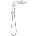 Chrome Square Twin Rain Shower 8" Head 3 Mode Handheld Diverter Wall Arm Set V1233-HS002M4CKSS108A702